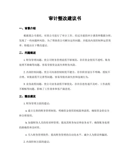 审计整改建议书