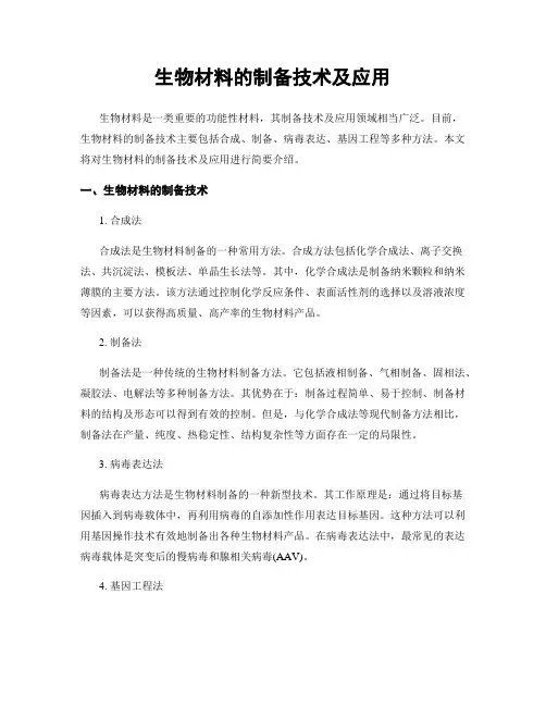 生物材料的制备技术及应用