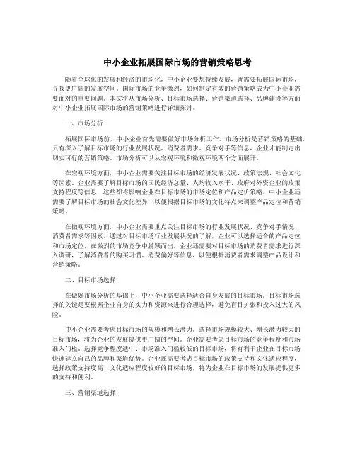 中小企业拓展国际市场的营销策略思考