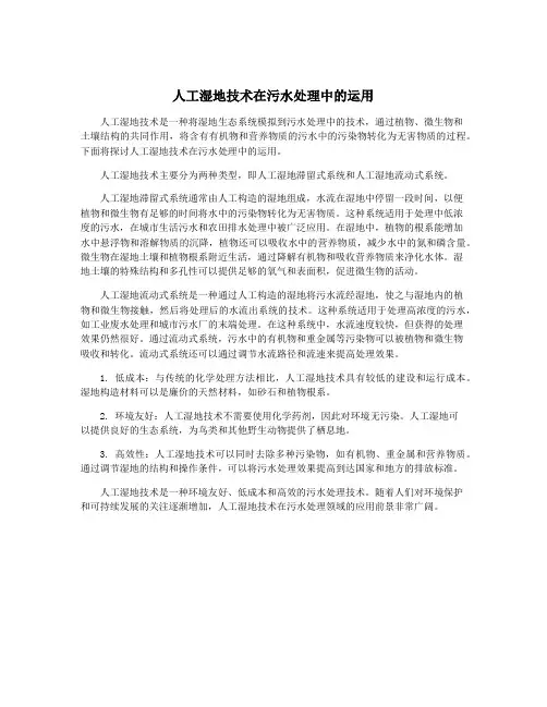 人工湿地技术在污水处理中的运用
