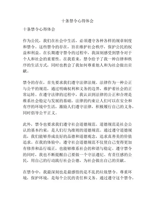 十条禁令心得体会