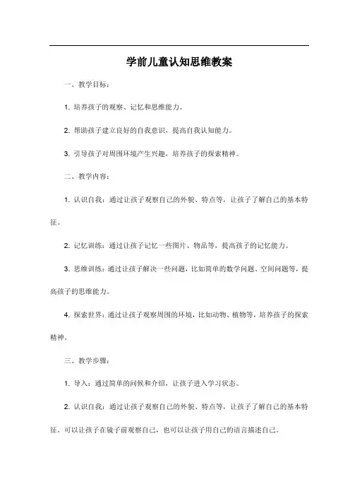 学前儿童认知思维教案
