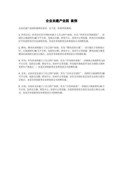企业自建产业园 案例