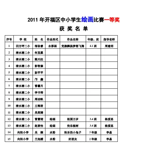 2011年开福区中小学生绘画比赛一等奖