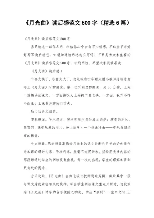 《月光曲》读后感范文500字(精选6篇)