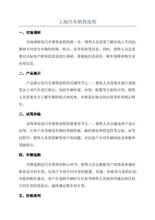 上海汽车销售流程