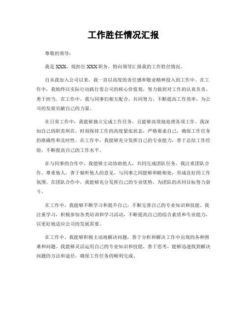 工作胜任情况汇报