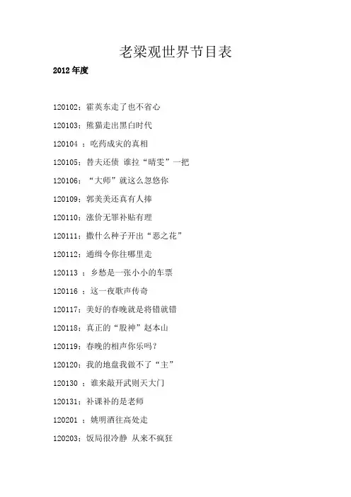 老梁观世界节目表
