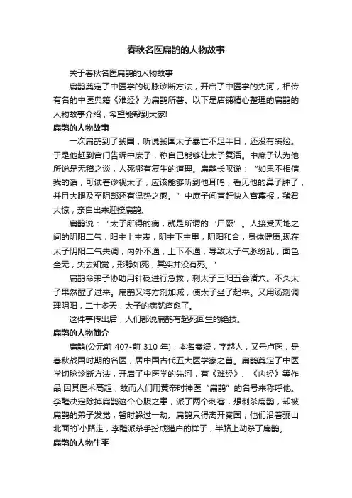 春秋名医扁鹊的人物故事