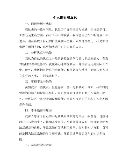 个人剖析和反思