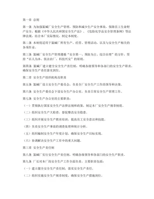 氯碱厂安全生产制度