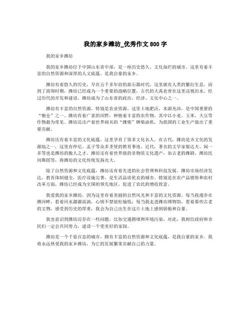 我的家乡潍坊_优秀作文800字