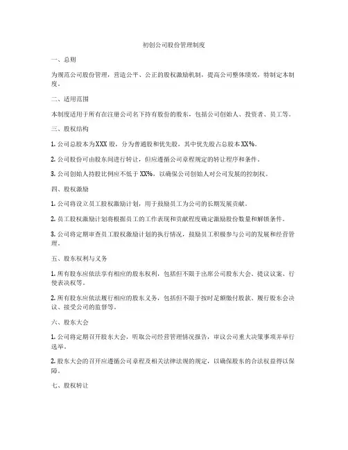 初创公司股份管理制度