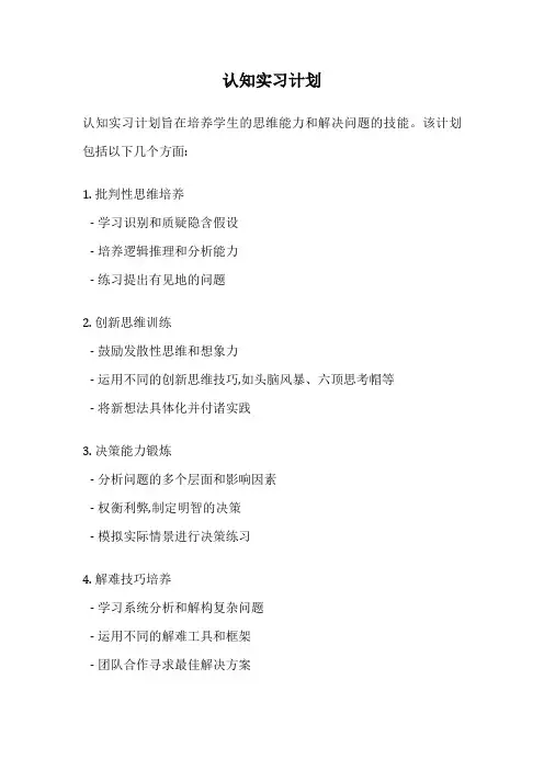 认知实习计划