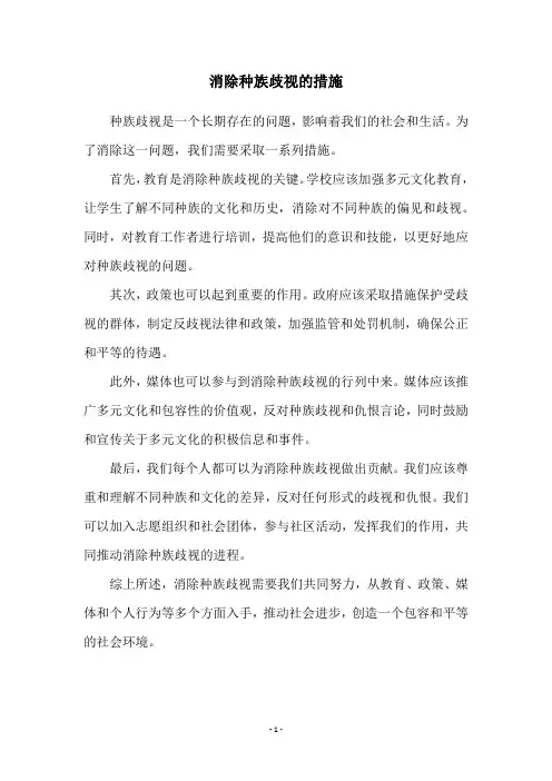 消除种族歧视的措施