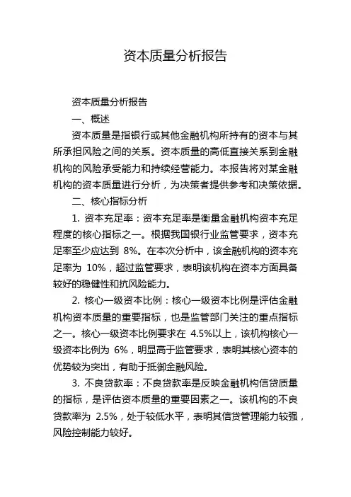 资本质量分析报告
