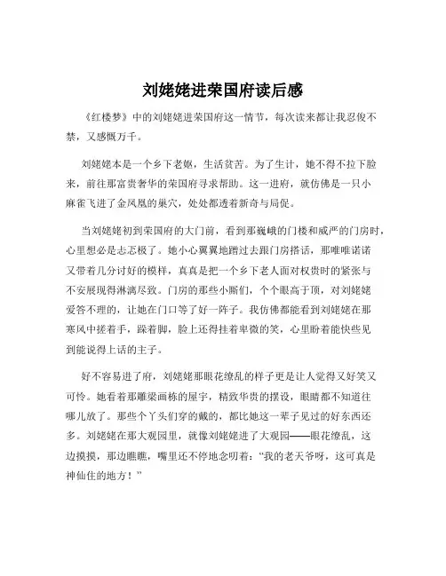 刘姥姥进荣国府读后感