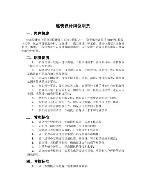 建筑设计岗位职责