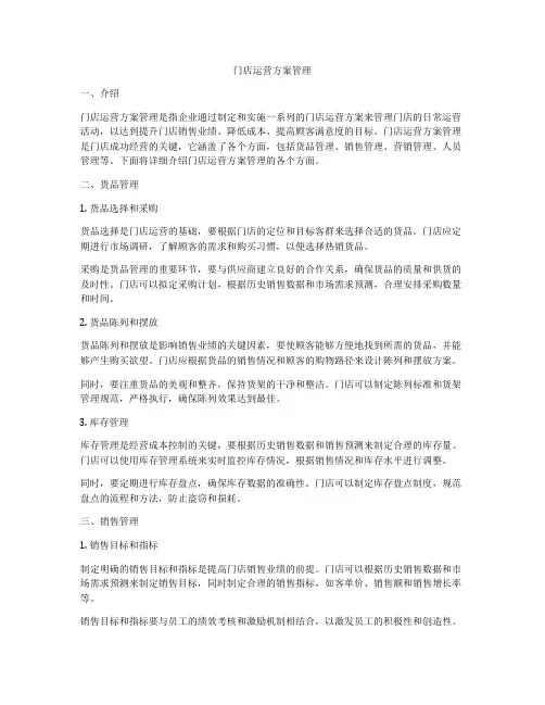 门店运营方案管理