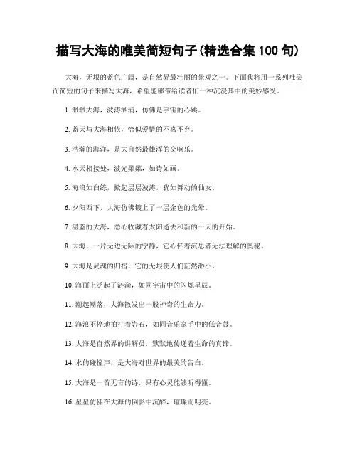 描写大海的唯美简短句子(精选合集100句)
