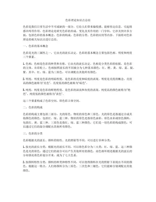 色彩理论知识点总结