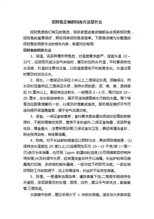 招财鱼正确的饲养方法是什么