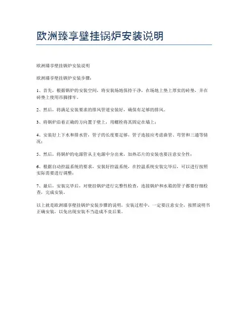 欧洲臻享壁挂锅炉安装说明
