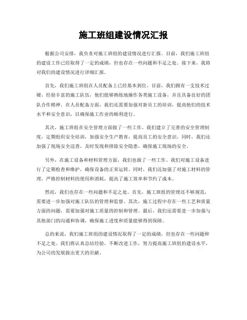 施工班组建设情况汇报