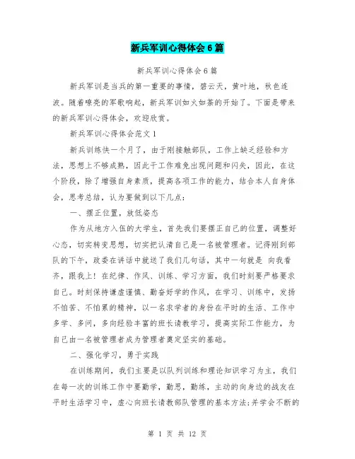 新兵军训心得体会6篇