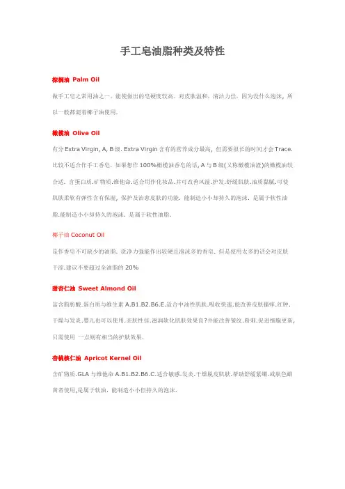 手工皂油脂说明