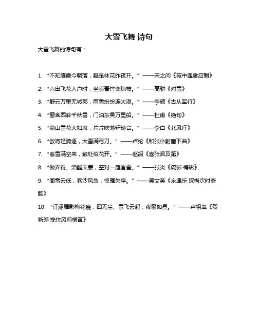 大雪飞舞 诗句