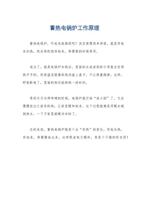 蓄热电锅炉工作原理