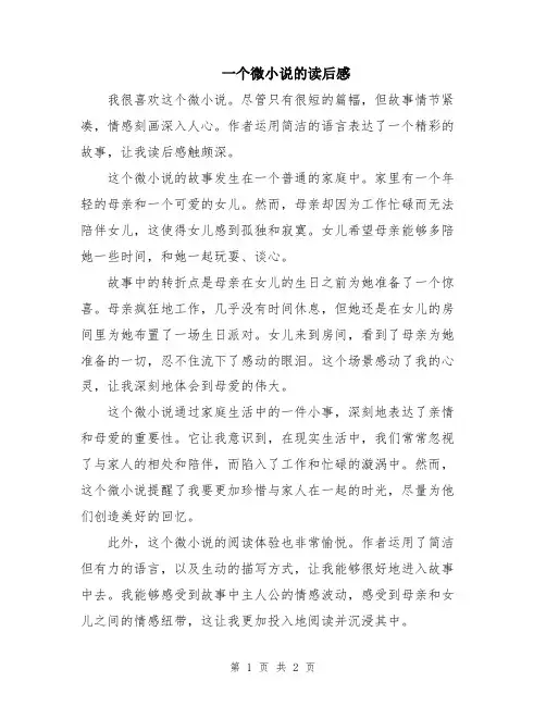 一个微小说的读后感