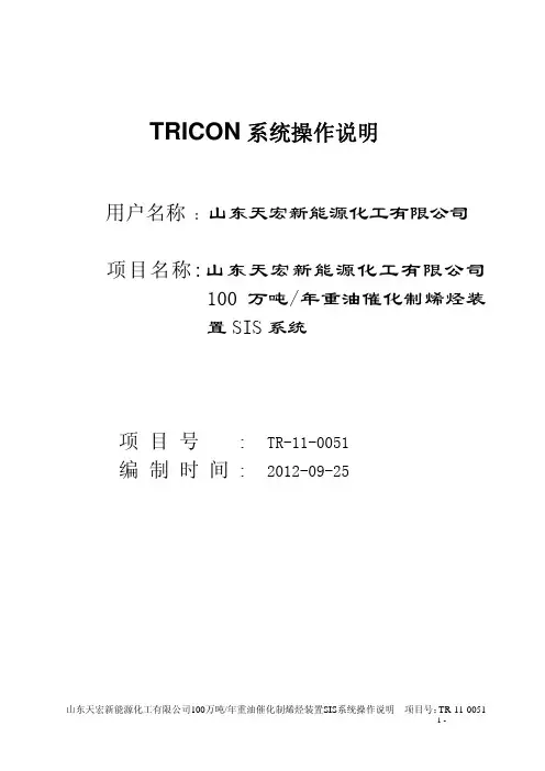 天宏催化主风机CCS控制系统操作 说明