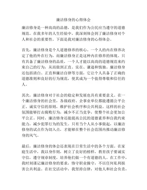 廉洁修身的心得体会