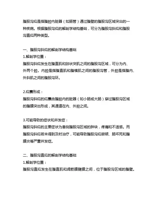 腹股沟斜疝和腹股沟直疝的解剖学结构基础
