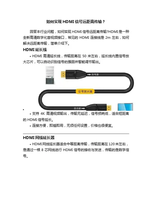 如何实现HDMI信号远距离传输？