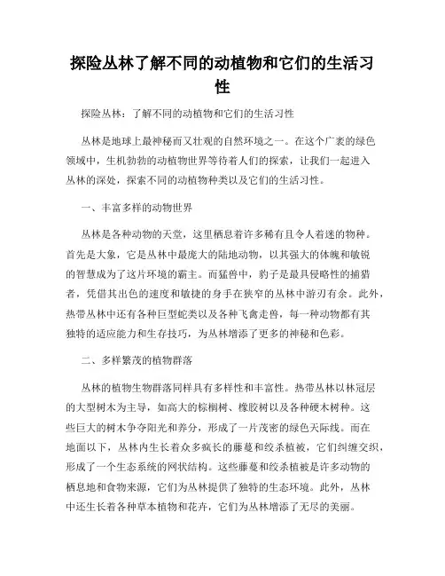 探险丛林了解不同的动植物和它们的生活习性