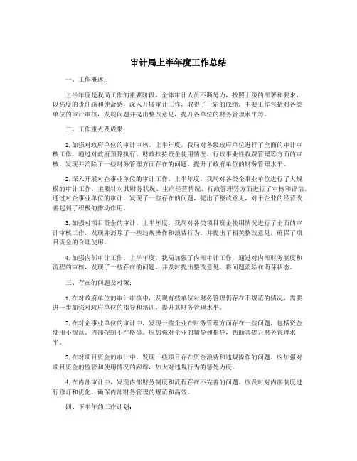 审计局上半年度工作总结
