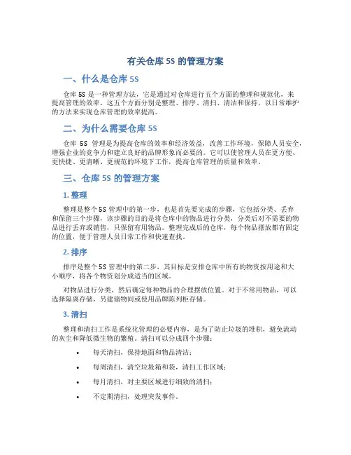 有关仓库5S的管理方案