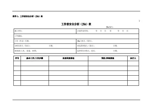 (完整版)工作安全分析(JSA)模板