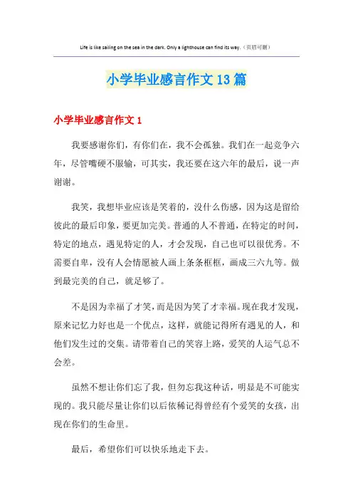 小学毕业感言作文13篇
