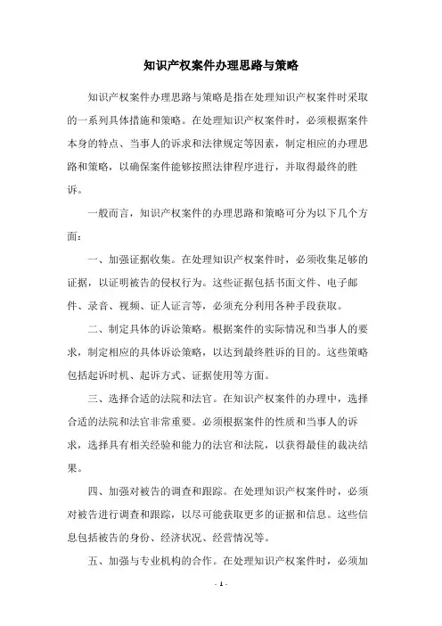 知识产权案件办理思路与策略