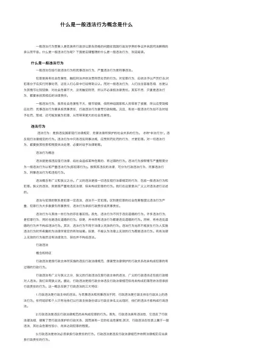 什么是一般违法行为概念是什么