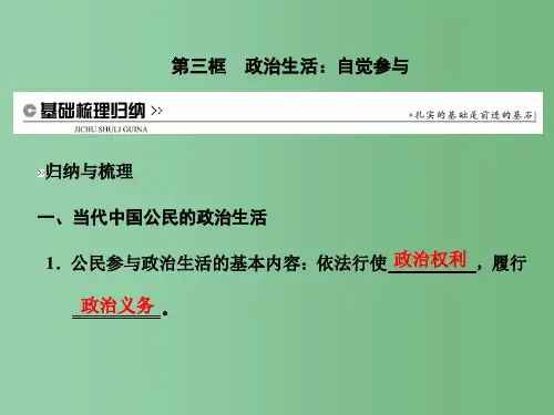 高中政治 第一课 第三框 政治生活：自觉参与课件 新人教版必修2