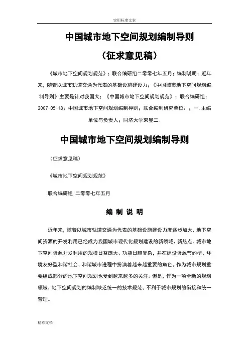 地下空间规划导则(DOC)
