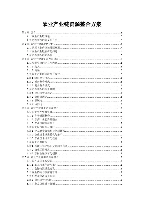 农业产业链资源整合方案
