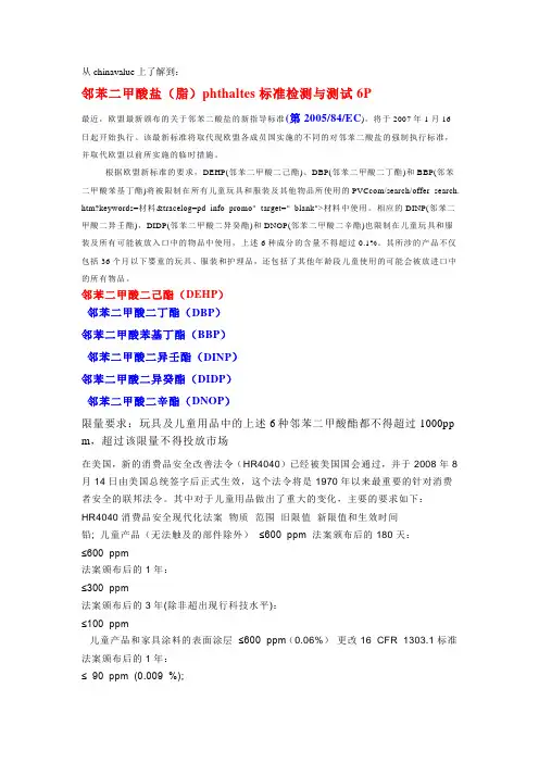 phthalate是什么,邻苯二甲酸盐phthalate标准检测测试