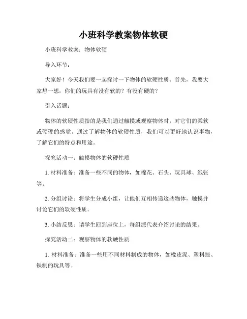 小班科学教案物体软硬