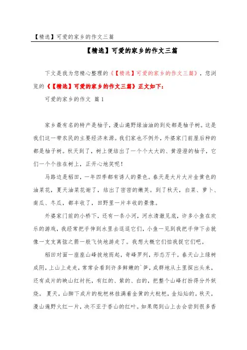 可爱的家乡的作文三篇